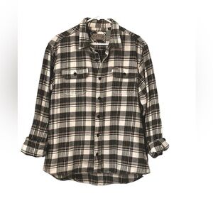 Orvis Button Down Thick Plaid Flannel Long Sleeve Shacket Shirt Jacket Sz L